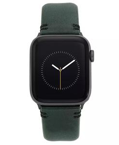 Cinturino in pelle Premium da uomo verde scuro compatibile con orologio Apple Ultra da 42mm, 44mm, 45mm, Ultra2 | Vince Camuto - Product Image 1