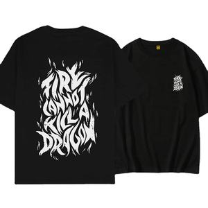 Cuello alto Manga corta Hombro caído Gran tamaño 100% Camiseta de algodón Boxy Fit Camiseta de algodón orgánico Camisas lisas en blanco Camiseta estampada - Product Image 1