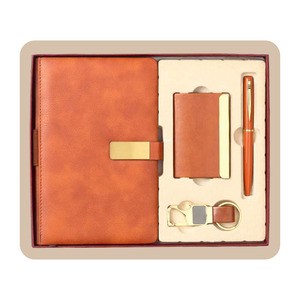 Juego de Regalo Corporativo de Cuero PU 4 en 1 de Lujo (Agenda, Tarjetero) Personalizado con Grabado en Relieve, Regalo de Regreso a Clases, Navidad, Color Personalizado - Product Image 1