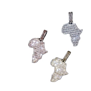 Moda Venta caliente mapa chapado en oro Iced Out baguette Moissanite diamante joyería África mapa colgante para hombres Hip Hop joyería hombres - Product Image 1