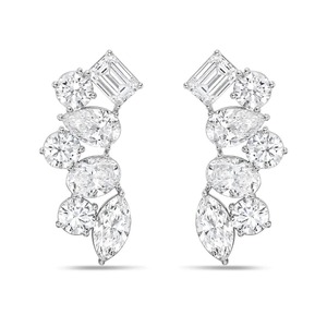 6 CT Lab Grown Multi-Cut Oval & Pear Cut Diamonds 18K Gold Rhodium Plated IGI Certified Drop <b>Stud</b> Earrings - Product Image 2