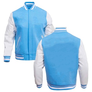 2025 Trending <b>Men</b> Customized Varsity Jacket Stand Collar Wool Body Blank Sleeves Breathable Quick Dry OEM Service Front - Product Image 1