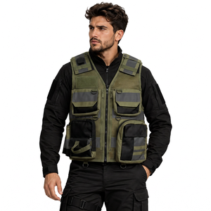 High Quality Customized Men Breathable Reflective Safety <b>Tactical</b> Work Jacket Zipper Multi Pockets <b>Vest</b> - Product Image 2