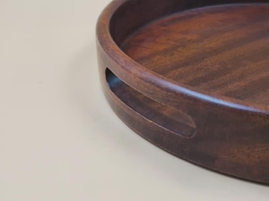 Handmade <b>Large</b> Acacia Wood Ottoman Tray Polished Finish Eco-Friendly Wooden Handles Classic Dishwasher <b>Safe</b> Tableware Coffee Tea - Product Image 3