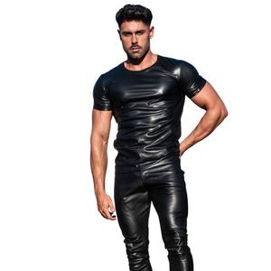 Veste en cuir effet noir Kinky, coupe ajustée, pour homme, style fetish, tenue de club, sexy, soirée, écologique, imperméable, tendance - Product Image 1