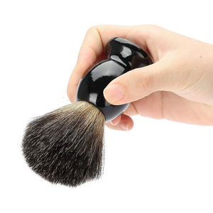 Cepillo de afeitar elegante con mango de madera negra y pelo sintético, cepillo de afeitar para hombres, herramienta de afeitado con pelo sintético y mango de metal negro - Product Image 6