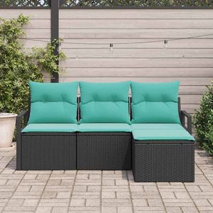 Set di divani in polyrattan nero da 4 pezzi, eleganti mobili da giardino - Product Image 1