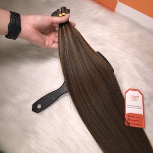 100% Remy Virgin Extensiones de queratina vietnamita I-Tip Natural Straight Highlight Color 12A Grade Machine Extensiones de trama Doble - Product Image 3