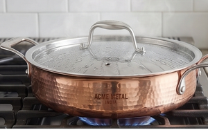 Trendy Hammered <b>Copper</b> Casserole Pot With Stainless Steel Lid Round Durable Modern Design For Gas And Induction Cookers - Product Image 2
