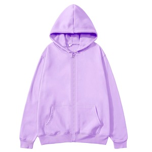 Unisex Hooded Zip-Up Sweatshirt Oversized Solid Color Casual Long Sleeve French Terry Fleece Knitted Embroidered - Product Image 6