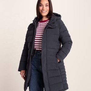 Doudoune mi-longue à capuche légère pour femme, manteau d'hiver matelassé coupe-vent avec fermeture éclair, veste longue matelassée pour femme - Product Image 3