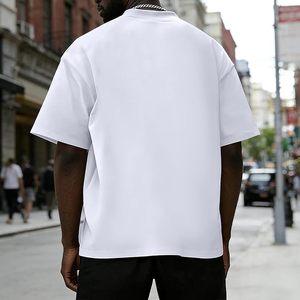Camiseta de Manga Corta Casual para Hombre, Negra y Blanca, con Estampado Puff en la Parte Delantera, Corte Ajustado, Secado Rápido, Cuello Redondo, Tejido de Punto, 340g, Ligeramente Elástica - Product Image 4