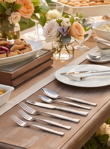Nouvel ensemble de couverts en acier inoxydable mat argenté, vaisselle haut de gamme pour hôtels, mariages, repas et essentiels de cuisine - Product Image 4