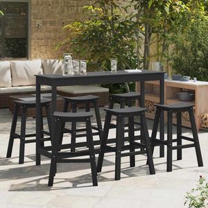 Ensemble de bar de jardin en HDPE noir, 6 pièces - Product Image 1