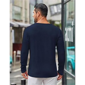 Camiseta Básica de Manga Larga de Algodón para Hombre, Cuello Redondo, Personalizable con Logotipo, Marca Privada, Fabricante OEM ODM - Product Image 5