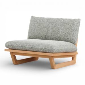 Fauteuil de salon en teck massif nordique, canapé individuel moderne et minimaliste, chaise de loisirs à dossier bas rembourrée en tissu pour chambre à coucher et hôtel - Product Image 1