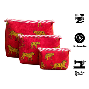 Set de Cosméticos Acolchado de Algodón con Estampado de Bloques de Jaipur, Estilo Boho, Bolsa de Almacenamiento Multifuncional con Cierre de Cremallera, Sostenible y Duradero - Product Image 2
