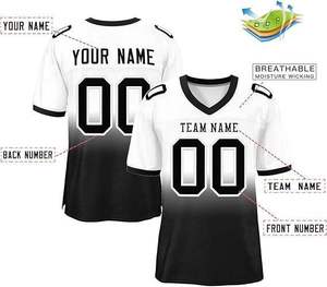 Uniforme de football américain personnalisé à dégradé, maillot de haute qualité avec broderie, respirant, bleu royal, col en V, chemises de rugby - Product Image 2