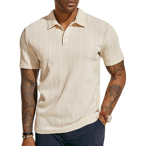 Premium Men's Knitted Spandex Short Sleeve Button Front Solid Casual <b>Summer</b> <b>Shirts</b>-Breathable Eco-friendly Lightweight - Product Image 5