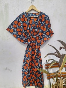 Robe midi en gaze de coton imprimée au bloc - Fern - Product Image 3
