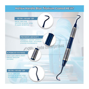 เครื่องมือขูดหินปูนฟันด้านหน้าและด้านหลัง รุ่น H6/H7 ทำจากสแตนเลสสตีล สำหรับโรคปริทันต์ ด้ามจับแบบกลวง เคลือบไทเทเนียมสีน้ำเงิน ใช้งานด้วยมือ - Product Image 2