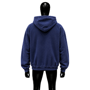Sweat à capuche bleu oversize zippé 100% coton doux French Terry, style décontracté, tendance, style urbain, automne - Product Image 2