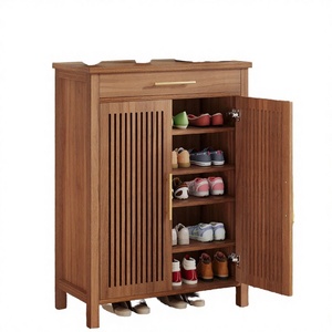 Mueble de Madera Maciza Convertible para el Hogar, Estilo Rústico, para Sala de Estar, Hotel, Zapatero con Puertas de Panel Ventiladas, Ecológico y Antipolvo - Product Image 2