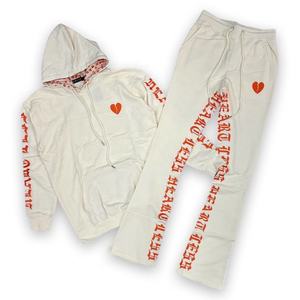 Ensemble de survêtement à capuche 100 % coton de haute qualité, respirant, avec pantalon évasé, en gros, pour hommes et femmes, matériau durable, hiver - Product Image 1