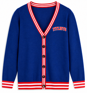 Fügen Sie Ihre individuellen, hochwertigen V-Ausschnitt-Pullover mit den Logos von Jack&Jil American Universities hinzu, gestrickte Strickjacken - Product Image 1