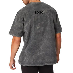 T-shirt à col rond coupe classique délavé à l'acide, 100 % coton molletonné, style sportif, respirant, séchage rapide, design personnalisé, manches courtes pour homme - Product Image 3