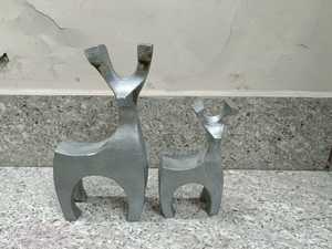 Silver <b>Elephant</b> & Palm Tree Candlestick Holder intricately detailed trunk-up <b>elephant</b> standing beneath palm tree sculptural art - Product Image 5