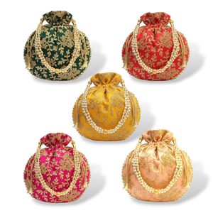 Indian Handmade Potli Bag Women's Embroidered Clutch Purse <b>Pouch</b> <b>Drawstring</b> Bag Adjustable Flexible Design Precision-Made - Product Image 5