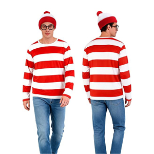 Ensemble bonnet et lunettes rayés rouge et blanc personnalisés en gros - Tenue de cosplay fantaisie pour Noël - Product Image 2