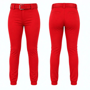 Nouveau pantalon de baseball/softball ajusté et fuselé rouge pour femme, taille élastique, imprimé par transfert thermique, en polyester, toutes saisons - Product Image 6