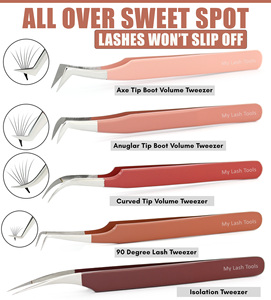 High Quality Nude Color 90 Degree Eyelash Extension Tweezer Fiber Tip Customizable Stainless Steel Tool for Lash Styling - Product Image 5