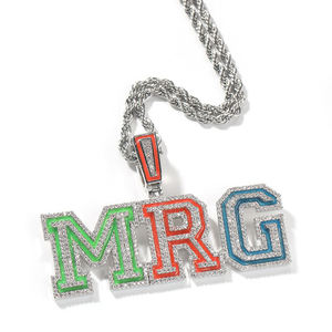 Custom MRG Letter Bezel Setting Hiphop Moissanite Pendant Name Pendant Micro Pave Alphabet Pendant Gold Plated <b>Charm</b> - Product Image 1