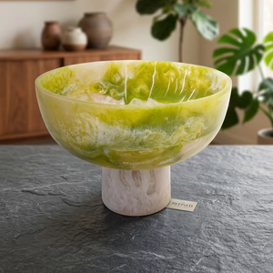 Tazón Moderno de Resina Epoxi con Remolino, Color Tigre, Pulido, Ecológico, con Base, Apto para Alimentos, para Fiestas - Product Image 1