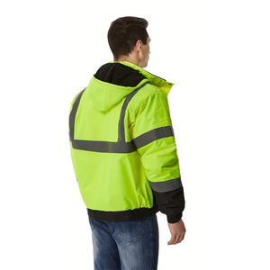 Chaqueta de Seguridad Invernal con Capucha y Luces LED de Alta Visibilidad, Impermeable, con Logotipo Frontal para Trabajo Nocturno en Carreteras - Product Image 2