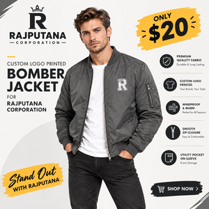 Herren Bomberjacke mit individuellem Logodruck, winddicht, mit Reißverschluss, Stehkragen, lässige Herbstjacke, leichte MA1 Fliegerjacke - Product Image 1