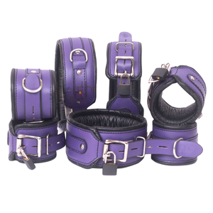 Conjunto de Sujeción BDSM de Cuero Vacuno Ecológico con Cordones, Correas para Cuello y Conectores para un Control Total - Product Image 2