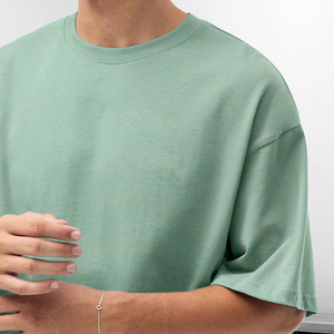 High Quality Short Sleeve 100% Cotton 200 Grams Heavy <b>Weight</b> Woven <b>Blank</b> Streetwear Custom Oversize Boxy Fit Men's T-Shirts - Product Image 5