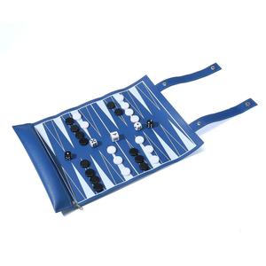Eco-friendly Customized Pu Leather Game Figures Roll Up <b>Backgammon</b> Chess Checkers Set with Roll Bag Travel Game - Product Image 3