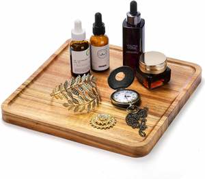 Bandeja Cuadrada de Madera de Acacia, Plato Cuadrado de Madera para Servir, Platos Cuadrados de Madera de Acacia para Charcutería, Frutas y Pan - Product Image 2