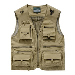 Chaleco de malla transpirable 100% poliéster con cremallera para hombre, nuevo modelo de otoño, informal, táctico, para senderismo, pesca, fotografía - Product Image 2