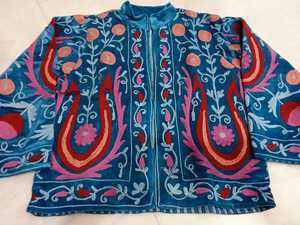 Hand Embroidered Reversible Women's <b>Quilted</b> <b>Jacket</b> Mandarin Collar Floral <b>Pattern</b> Cotton Corduroy Blazer Regular Fit Autumn - Product Image 3