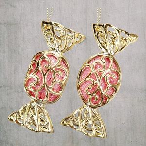 Décoration de Noël et du Nouvel An, cuivre plaqué or brillant, cuivre rouge, champagne, mauve, paillettes acryliques, filigrane 2D, ornement de bonbons - Product Image 5