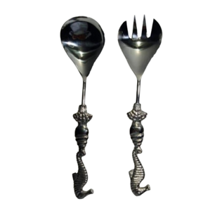 Juego de Cubiertos de Lujo de Acero Inoxidable con Diseño de Caballito de Mar, Cuchara y Tenedor de Metal Vintage, Juego de Cubiertos con Temática Oceánica - Product Image 1