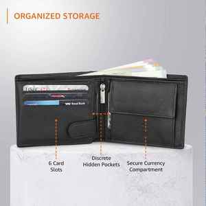 กระเป๋าสตางค์หนังแท้สีดำสำหรับผู้ชาย ดีไซน์หรูหรา ทำมือ ทรงบาง - Product Image 3