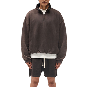 Sudadera de cuello alto con cremallera de un cuarto para hombre, de algodón, de gran tamaño, corte holgado, con logotipo personalizado, OEM, ODM, marca privada, la más vendida. - Product Image 2