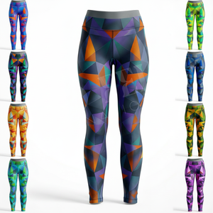 Gym Running Workout Sportswear Geometric Print Women Yoga Leggings Quick Dry Stretch Fitness Compression <b>Tummy</b> <b>Control</b> Pants - Product Image 1